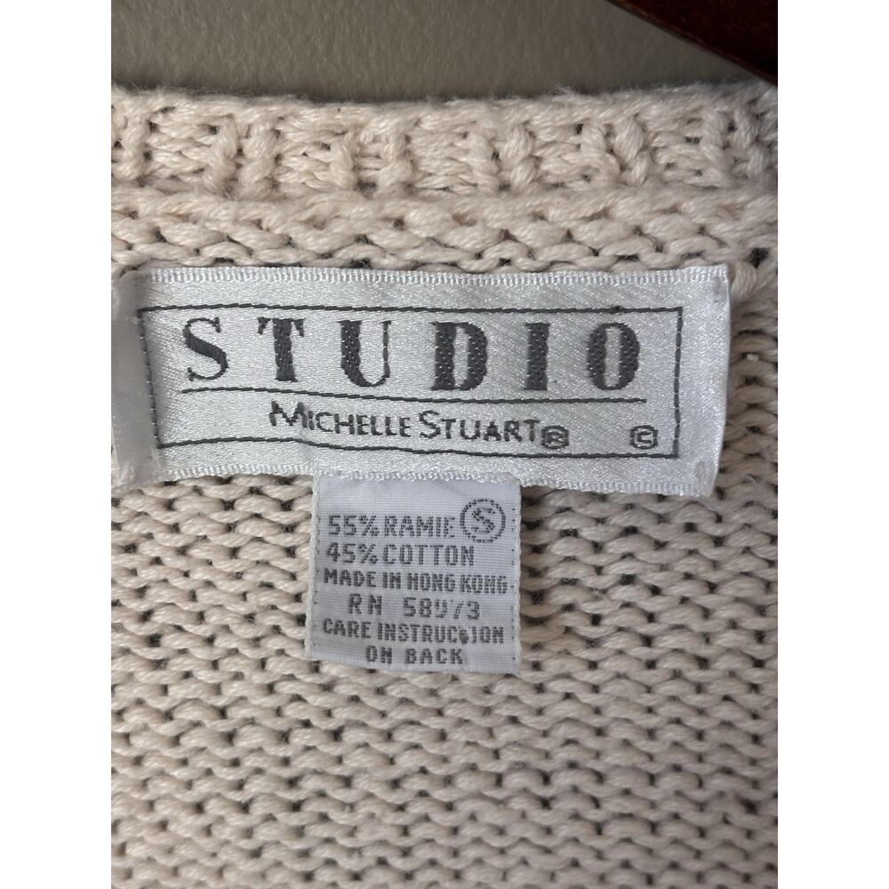 Vintage Knit Sweater Cardigan Teacher Cottage Prairie Fall Thanksgiving Small - Picture 4 of 6